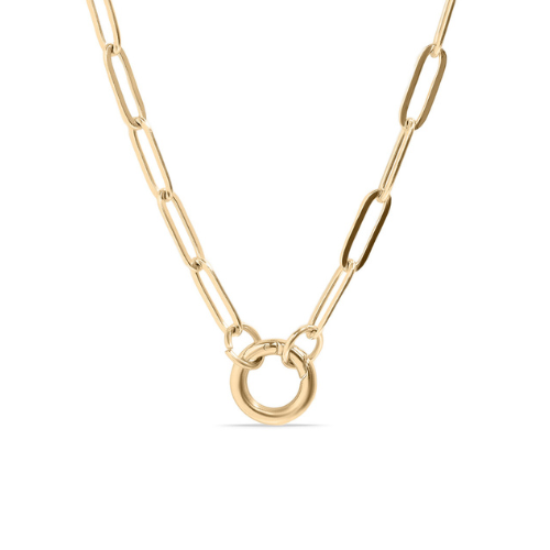 Circle Charm Keeper Paperclip Necklace