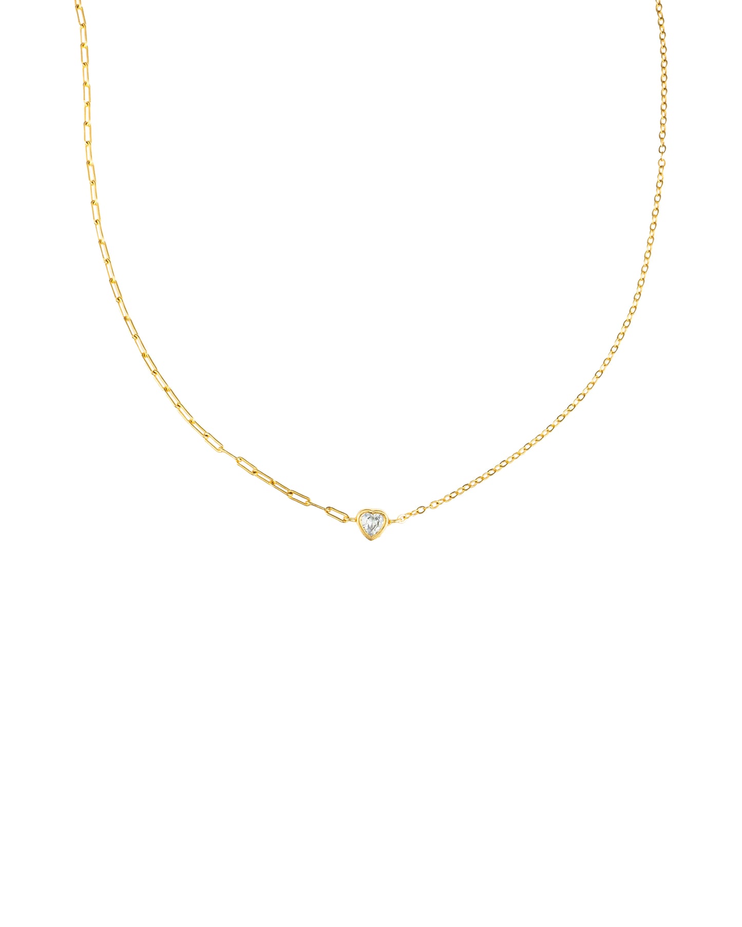 Heart on Paperclip and Rolo Chain Necklace