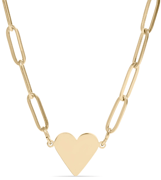 Heart Paperclip Necklace Gold