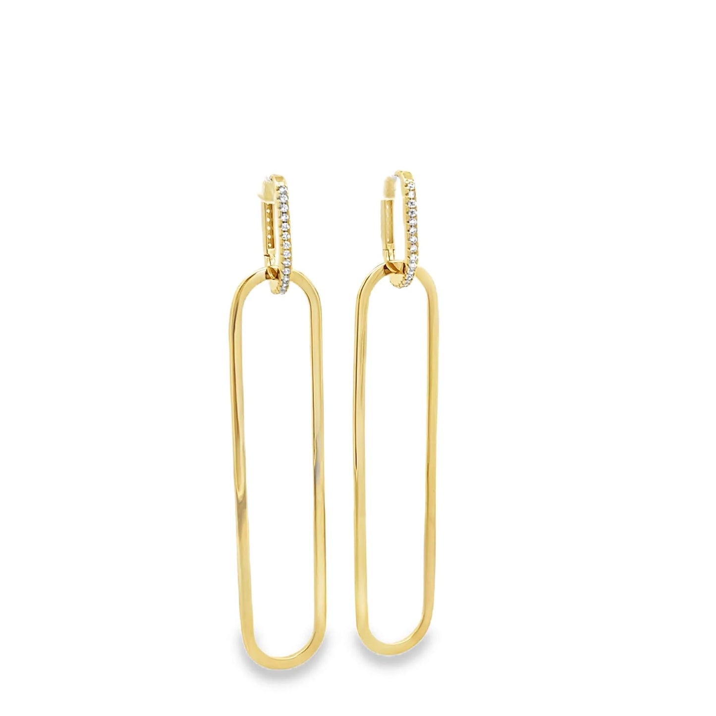 PaperClip Drop CZ Pave Earrings