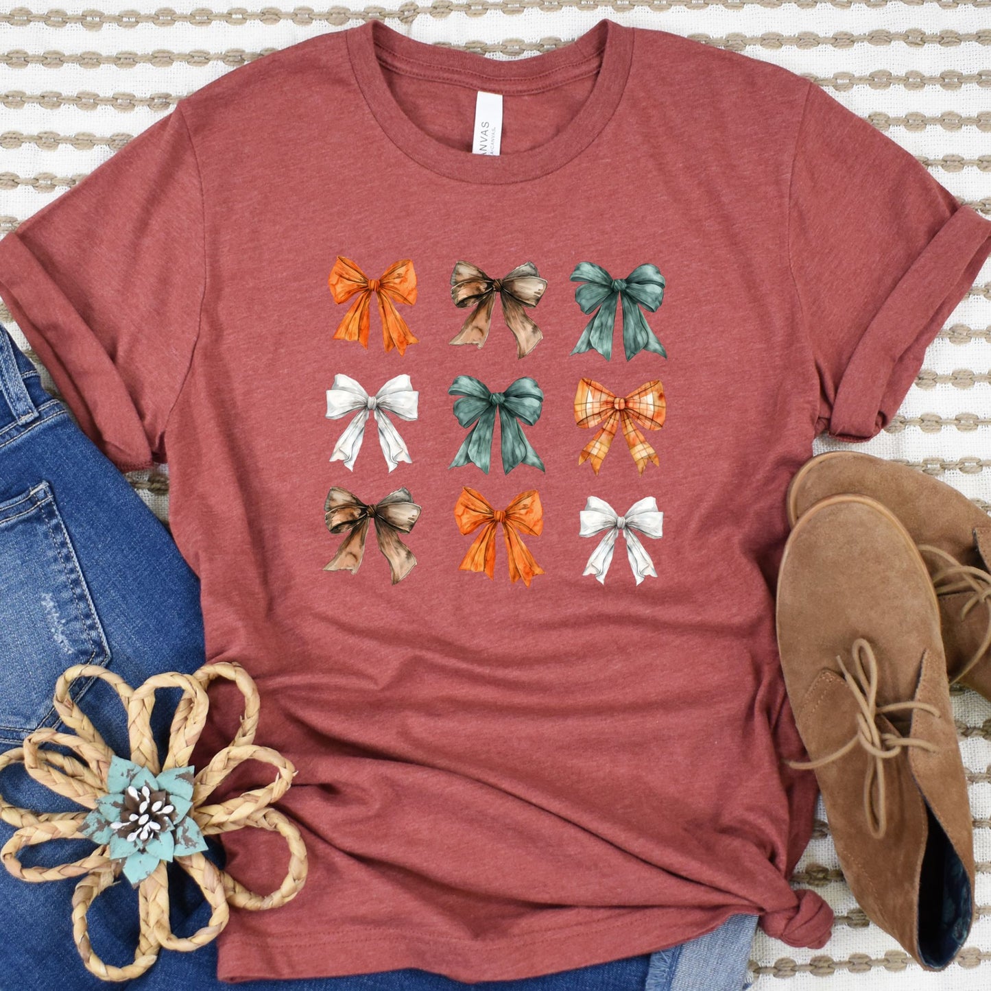 Fall Bows and More Fall Bows Short Sleeve Tee