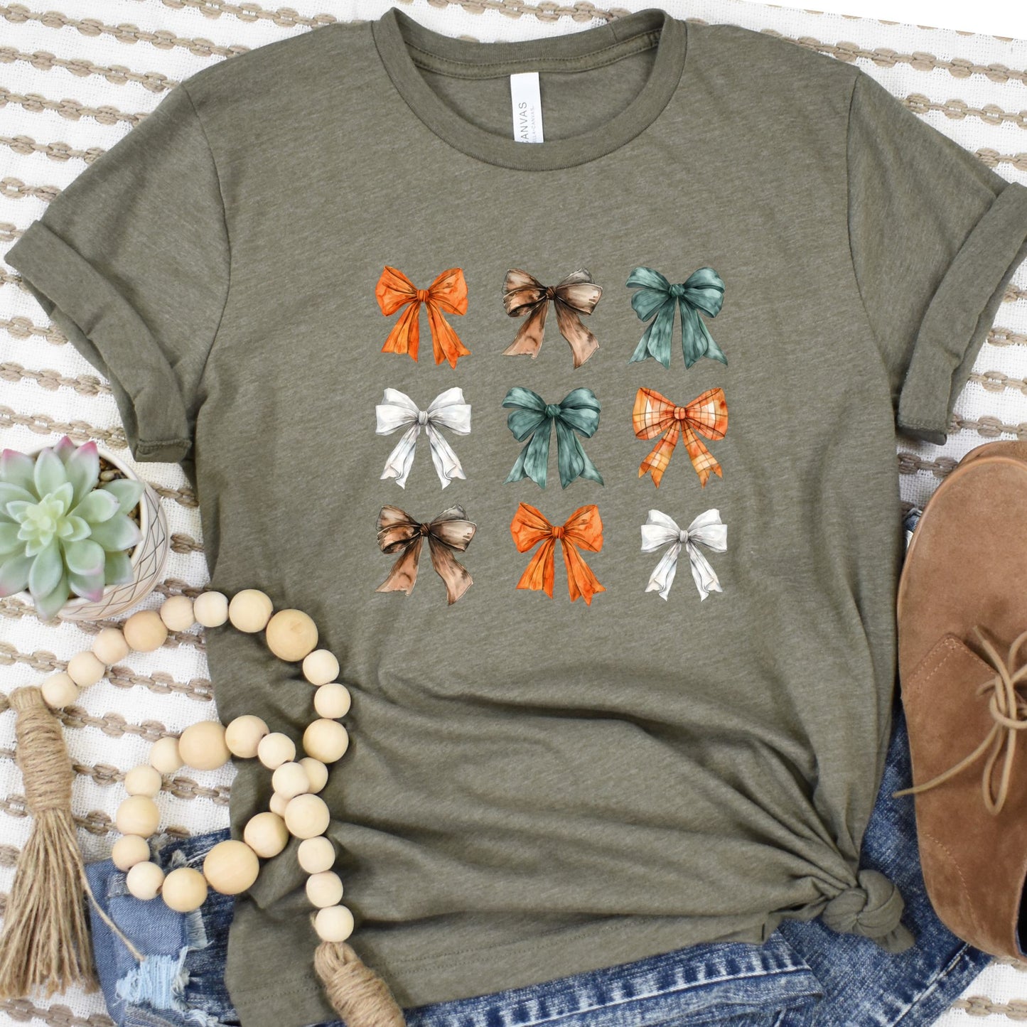 Fall Bows and More Fall Bows Short Sleeve Tee