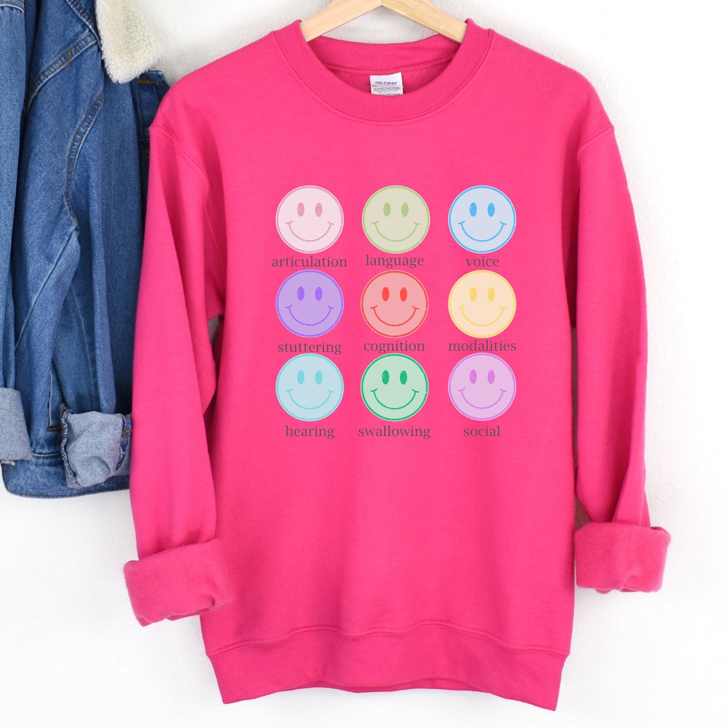 Speech Pathology Nine Patch Smilies Crewneck Sweatshirt