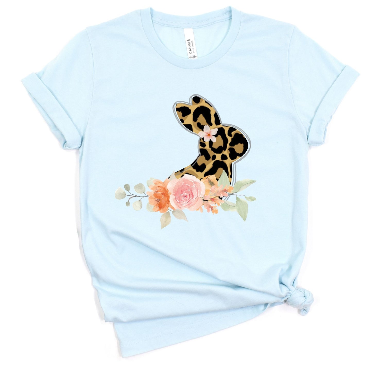 Leopard Bunny in Flower FieldsSleeve Tee