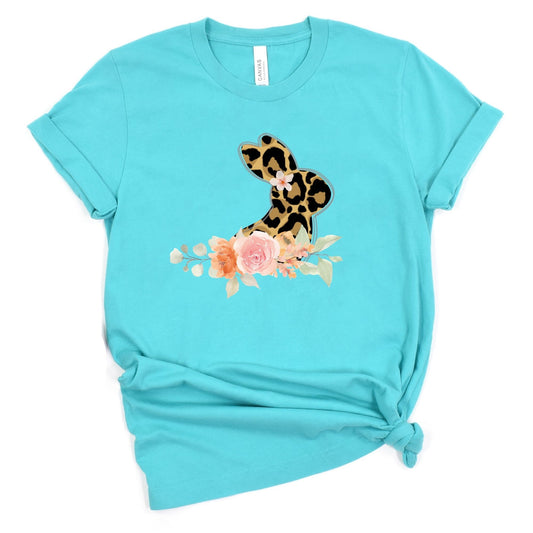 Leopard Bunny in Flower FieldsSleeve Tee