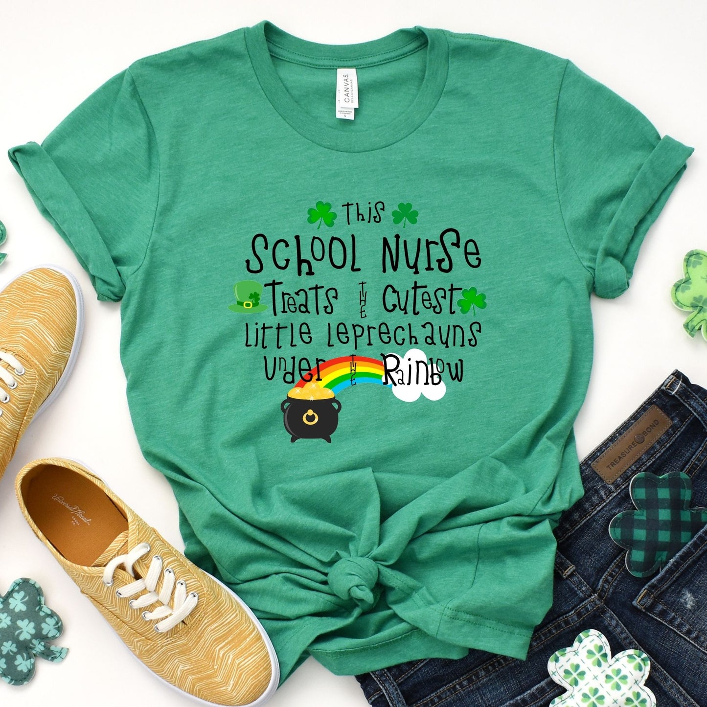 School Nurse St. Patricks Day Short Sleeve Tee