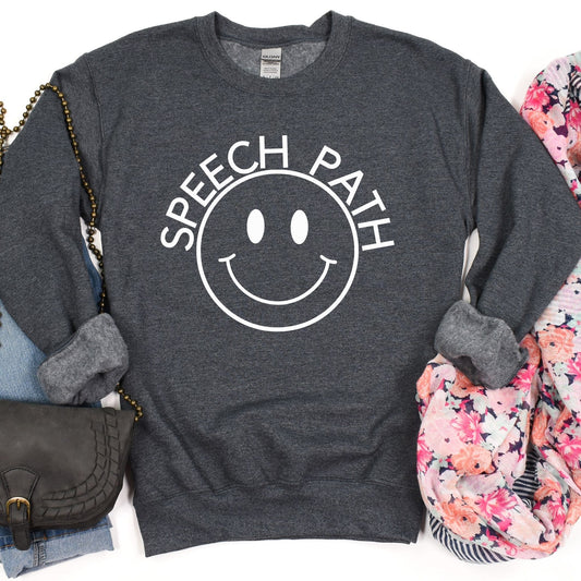 Speech Path Smiley Face Heavy Blend™ Crewneck Sweatshirt