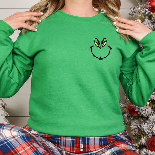 Grouchy Christmas Face Crewneck Sweatshirt